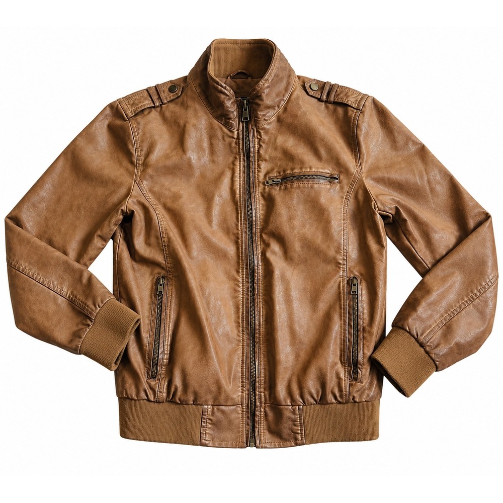 Black Rivet faux-leather moto Style jacket